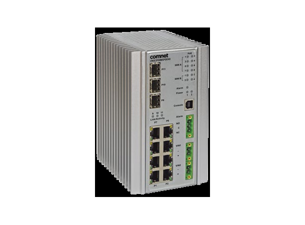 Industri switch 8 xPOE+ ,(30W) 3 x SFP Managed, DIN mont.10/100, up1000